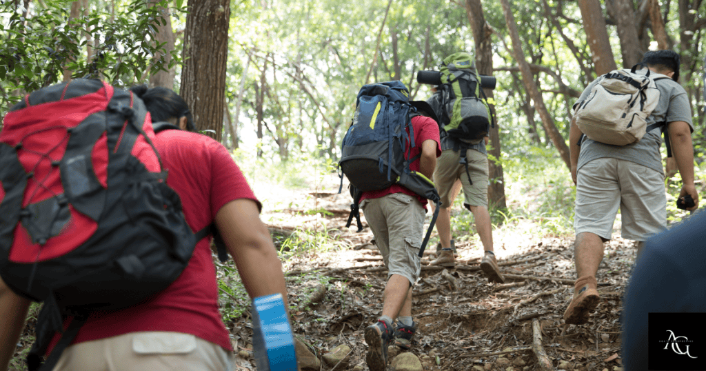 Group of people with hiking backpacks